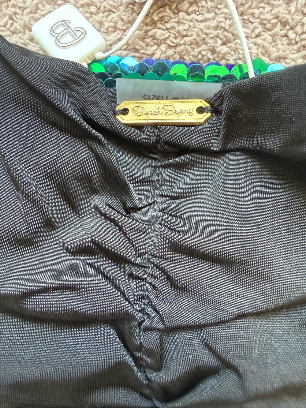 NEW - BEACH BUNNY x REVOLVE - Ariel Tie Side Skimpy - MERMAID BLUE/GREEN OMBRE - Picture 7 of 12